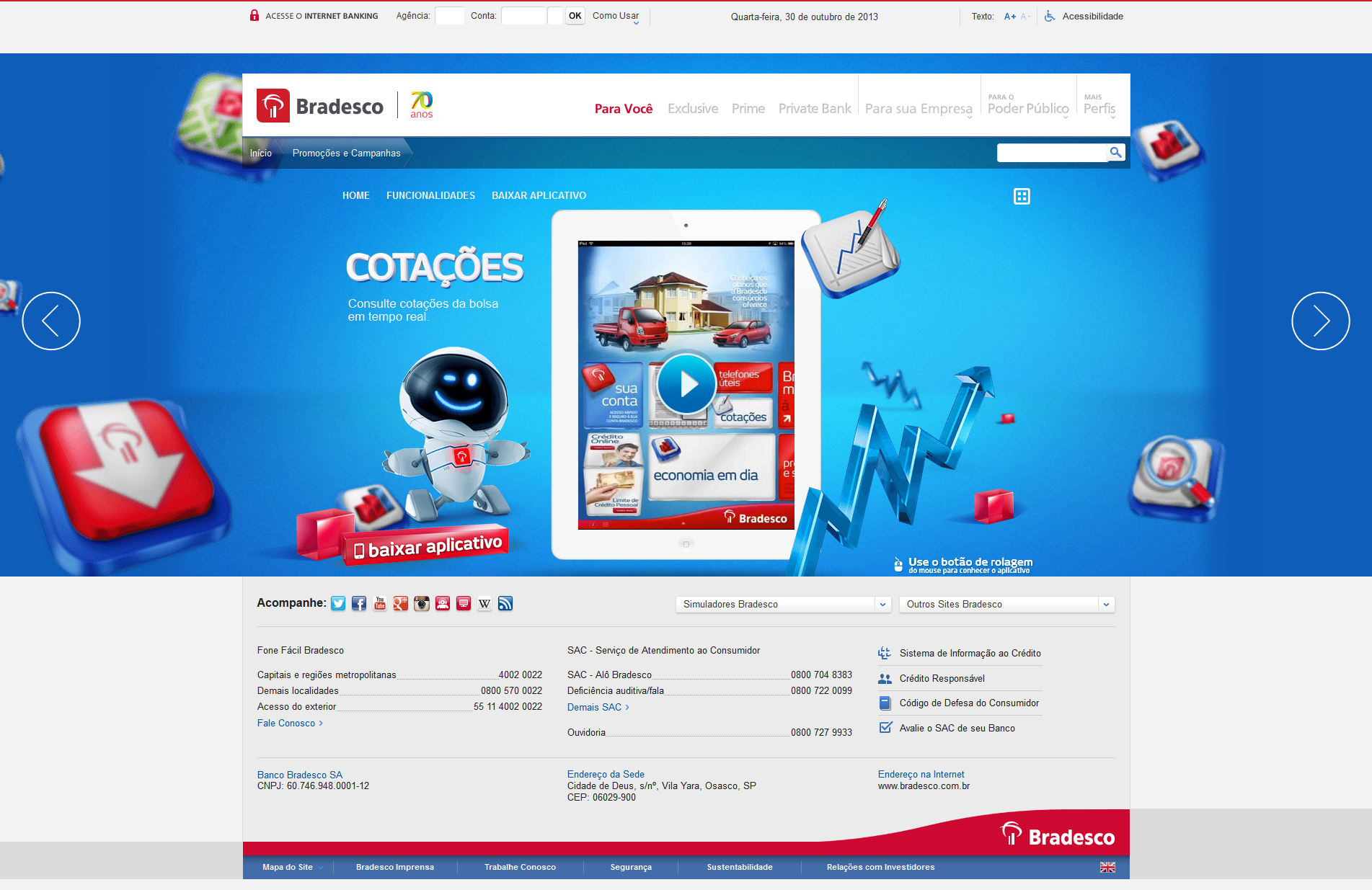 Published promotions and campaigns page
